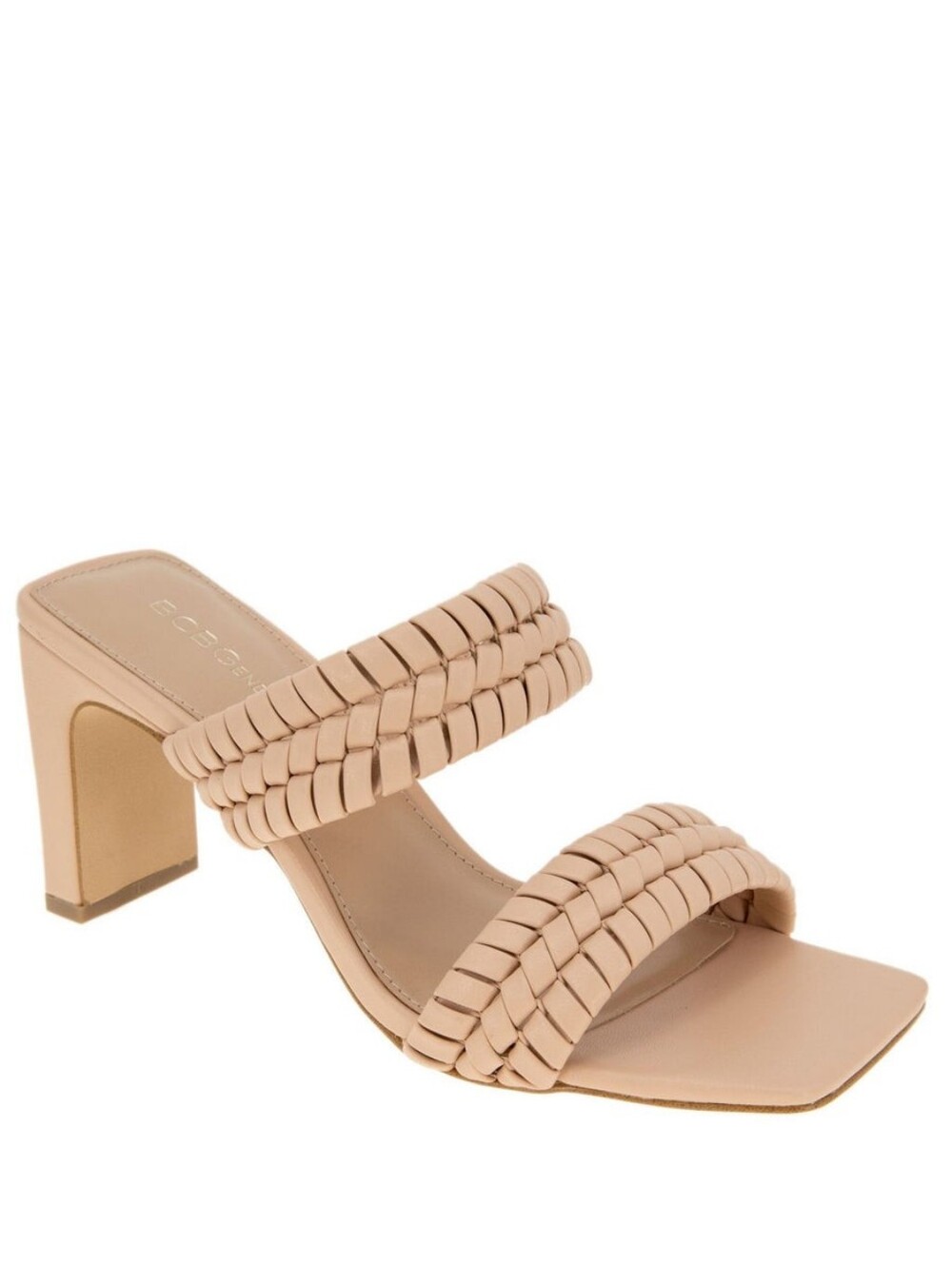 BCBGENERATION BCBG Beige Woven Padded Fenda Square Toe Block Heel Slip On 9.5